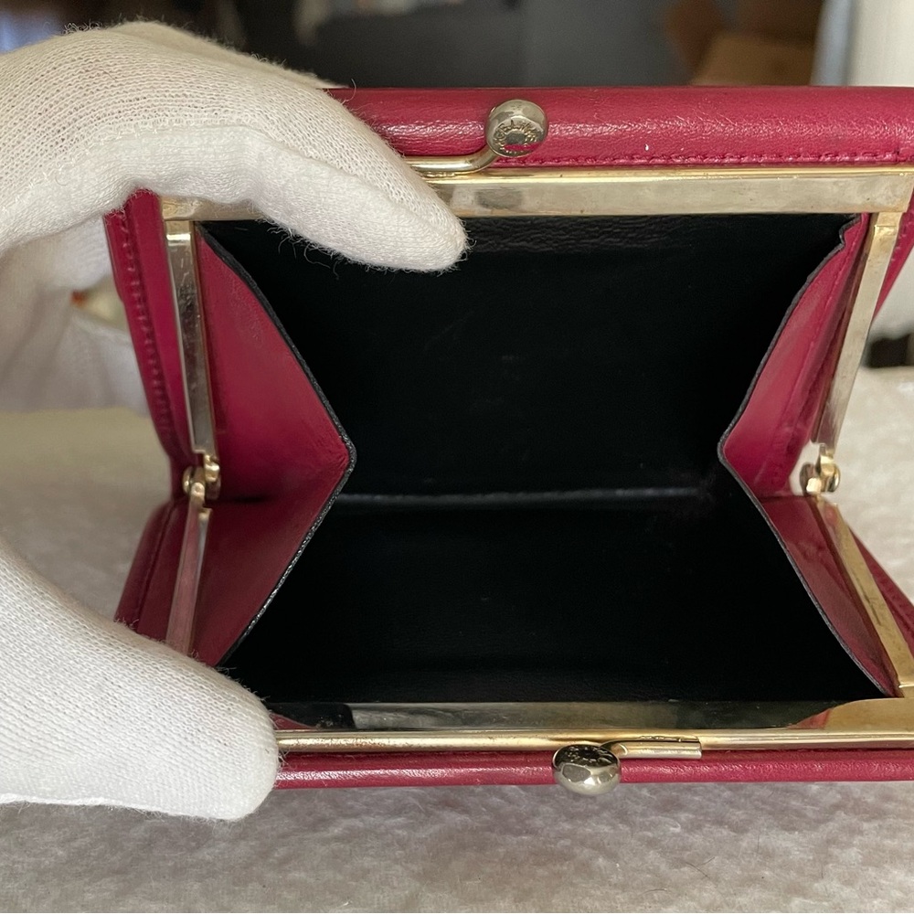 Celine Authentic Vintage Cranberry Leather Compact Wallet - Picture 11 of 15